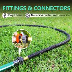 Holldoor soaker hose with screw fittings for easy connections.