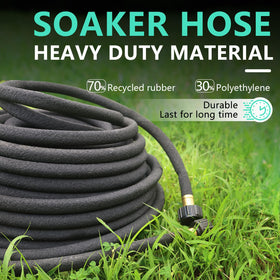 Holldoor two-pack 25 ft hoses connected for raised bed irrigation.
