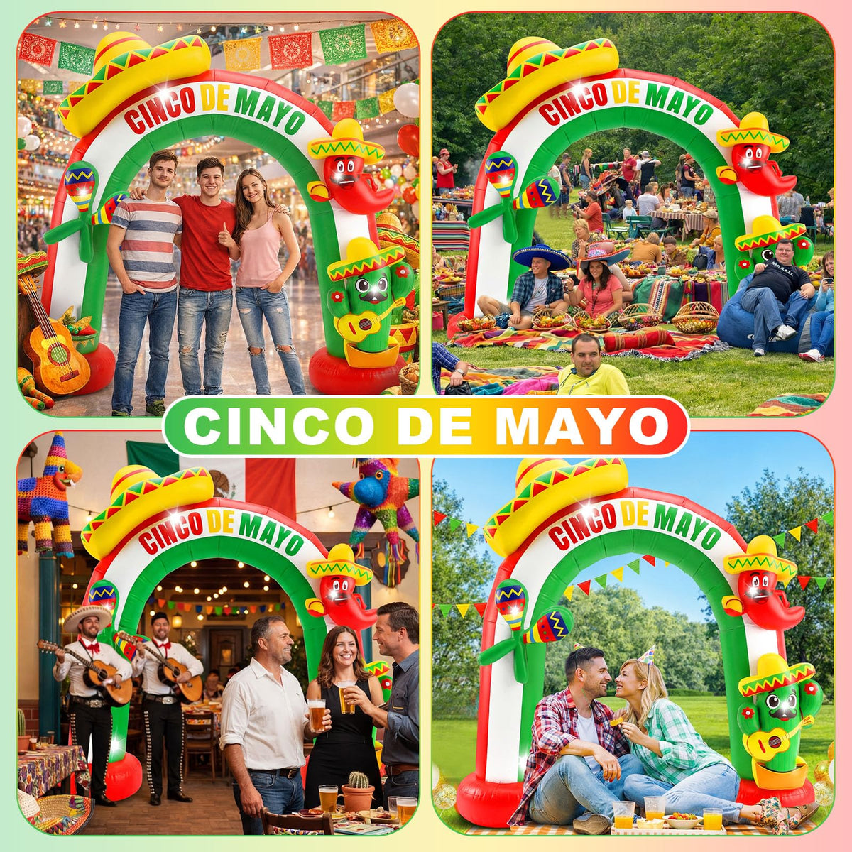 Hollowfly Cinco de Mayo arch reusable for seasonal decorations.