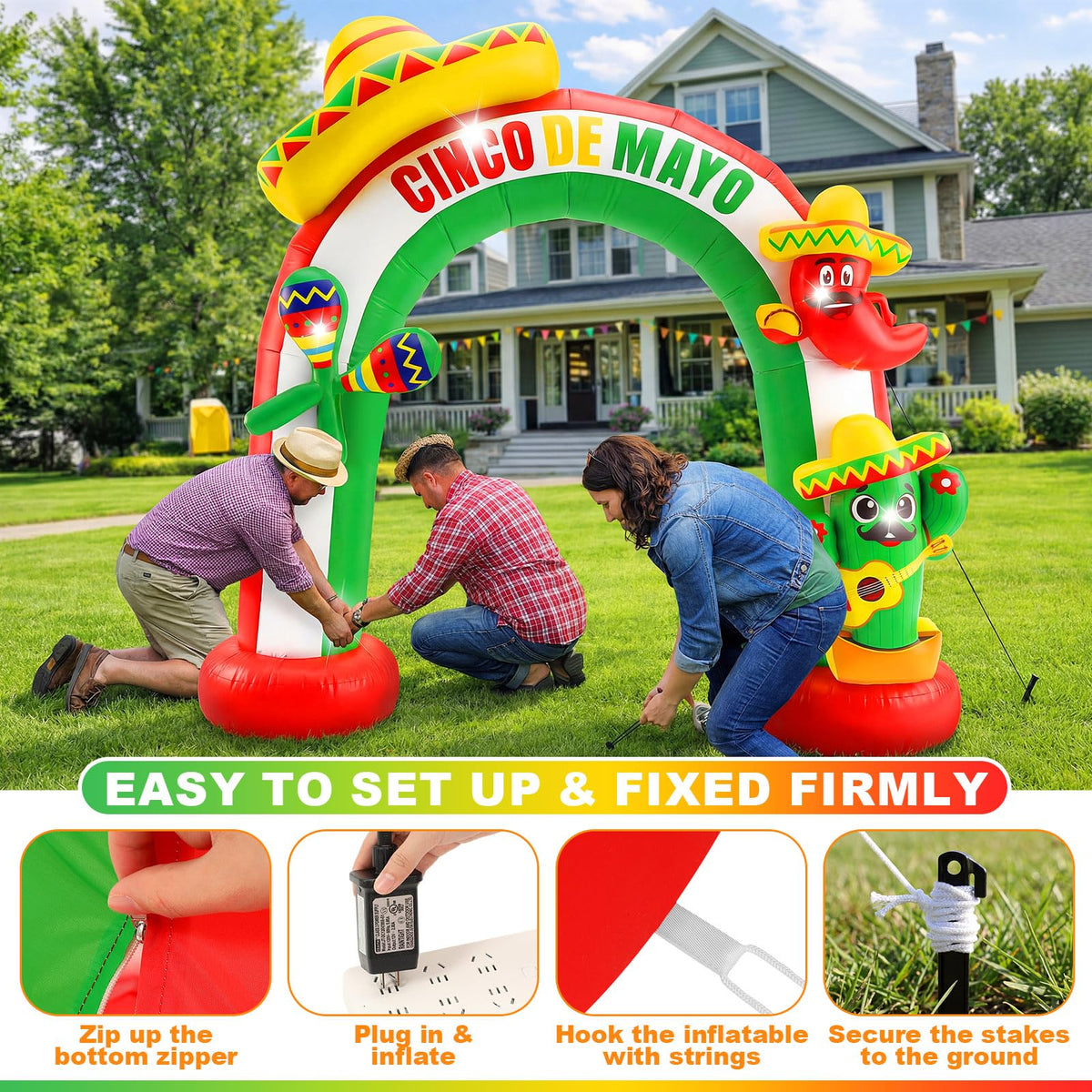 Hollowfly arch with maracas adds lively party flair.