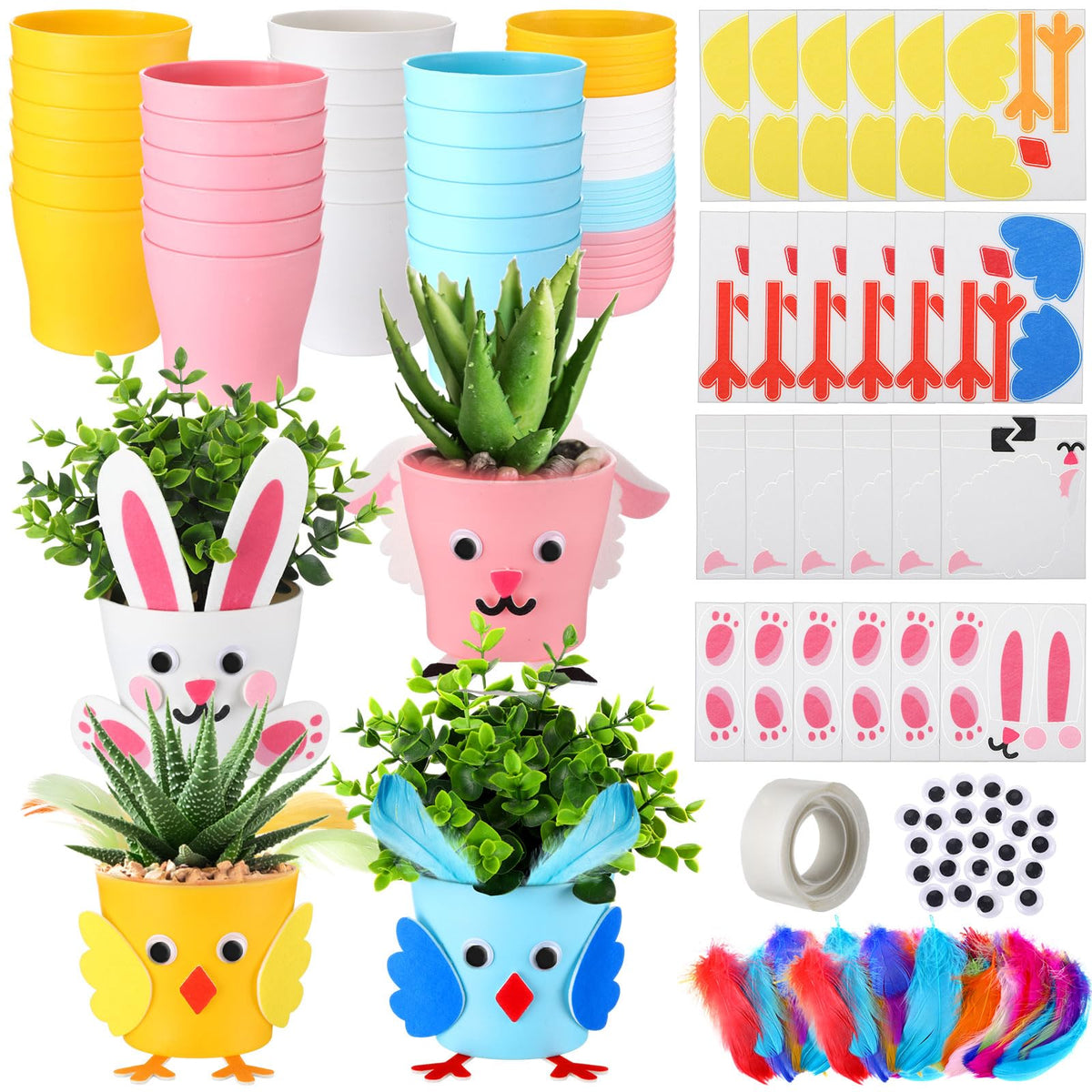 Hollowfly Easter flower pot bunny for kids crafts and spring décor