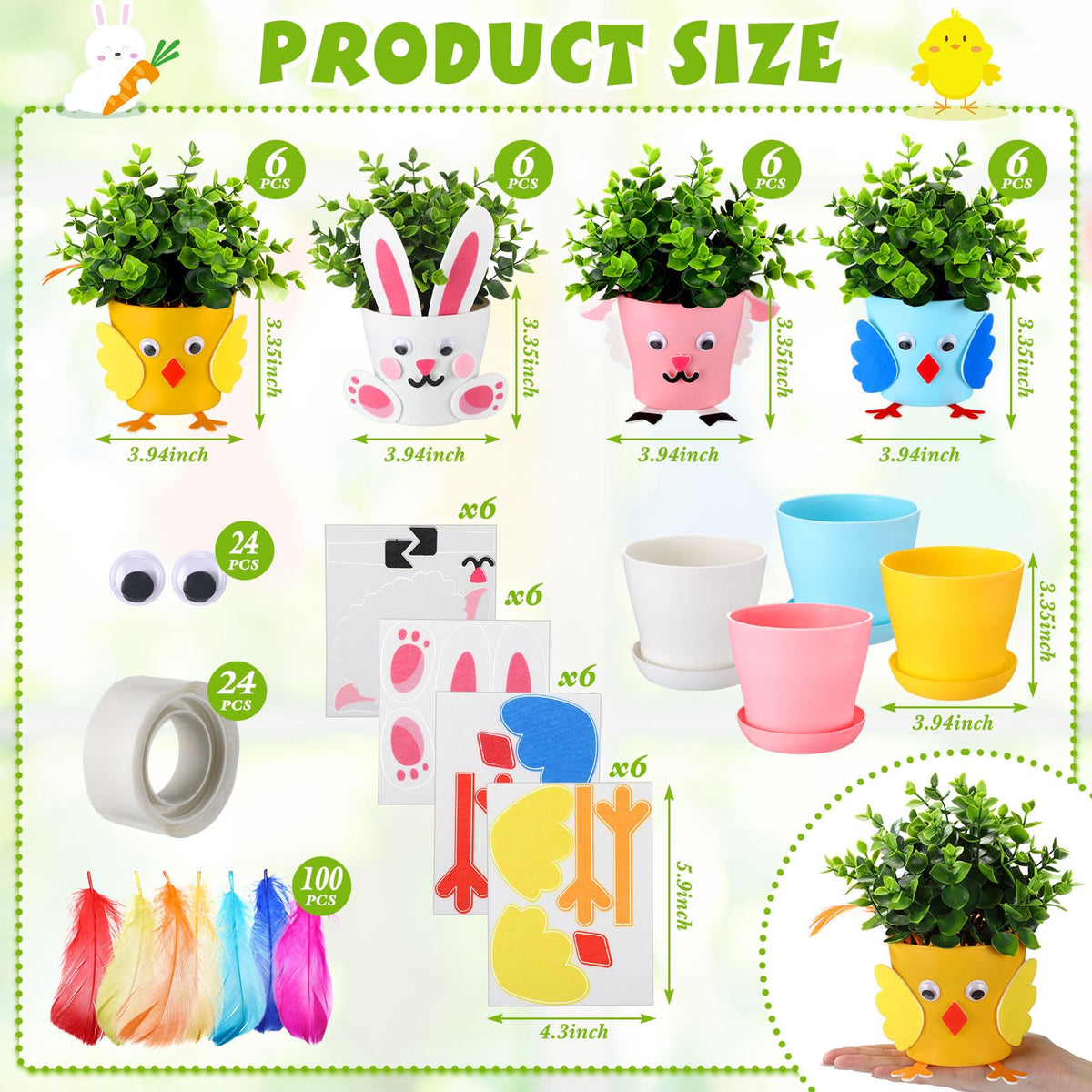 Hollowfly Easter flower pot chick crafting kit for classroom fun