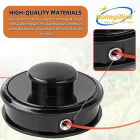 Holmgillick trimmer head back view reveals split design to reduce tangling