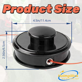 Holmgillick trimmer head installation step demonstrates easy reload design