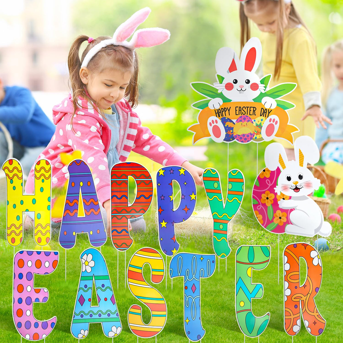 HOLYFUN corrugated PVC Easter sign fade-resistant material
