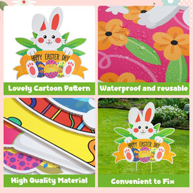 HOLYFUN Easter sign with rustproof stakes for ground setup