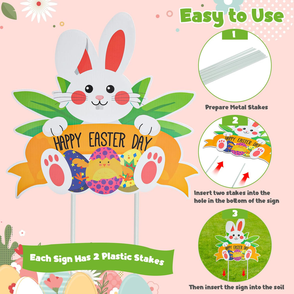 HOLYFUN Easter yard decor 15x8.5 inches for lawn impact