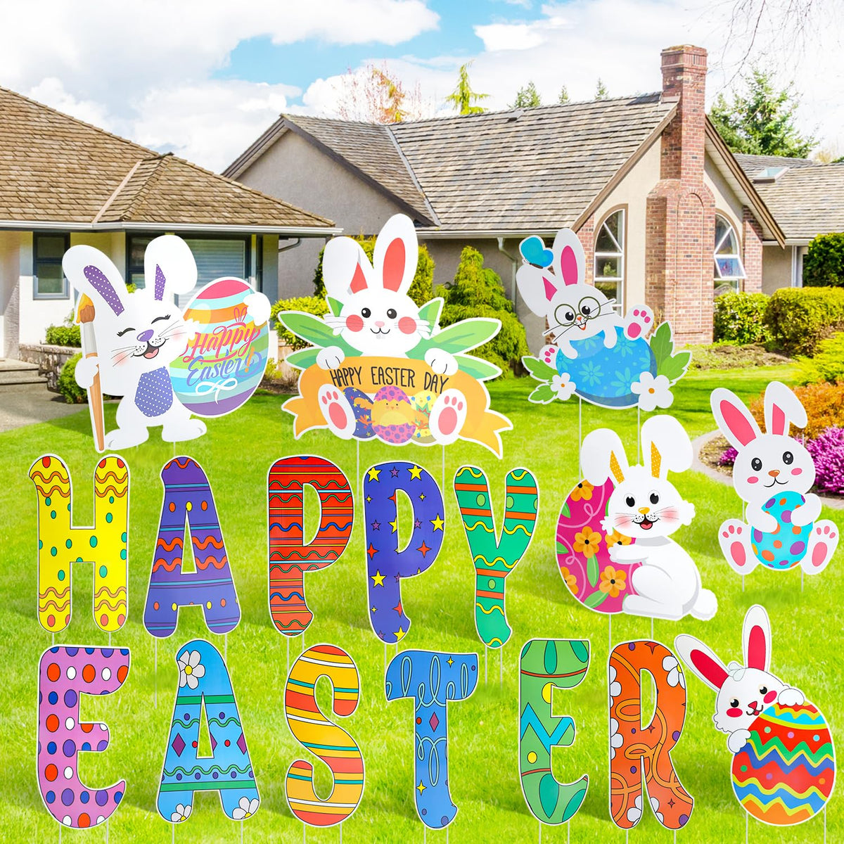 HOLYFUN Easter yard sign set: vibrant outdoor display