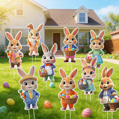 HOLYFUN 9-pack Easter yard signs brighten your lawn decor.