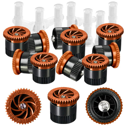 HolyMaji variable arc nozzle set in brown for lawn irrigation replacements.