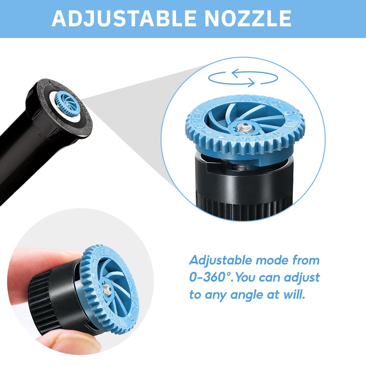 HolyMaji adjustable spray-angle nozzle enables customized coverage for shaped lawn zones.