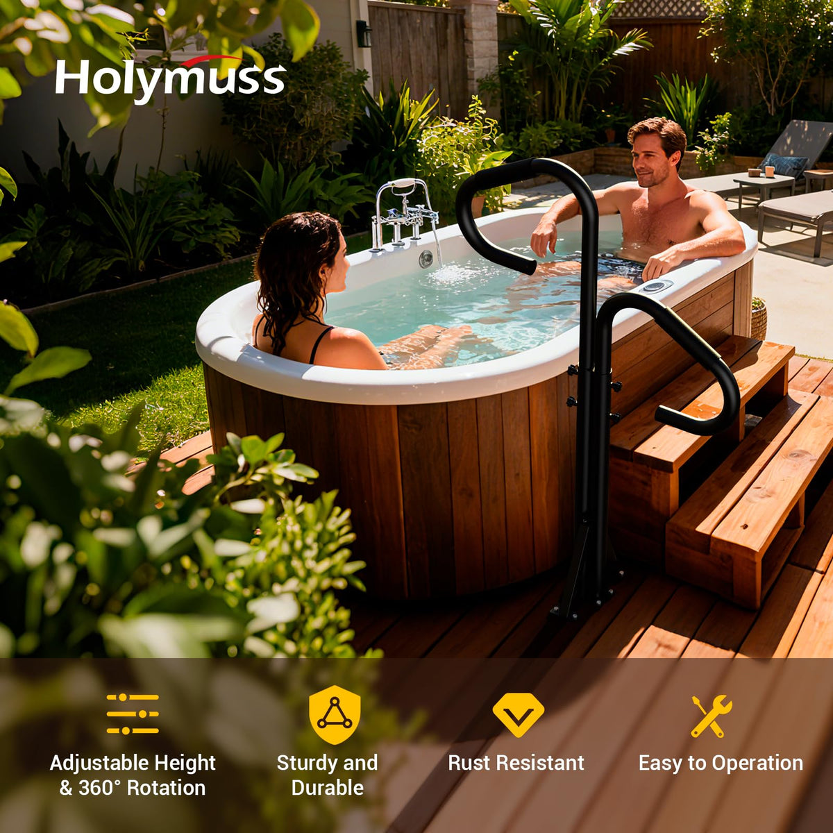 Holymuss adjustable-height handrail from 44–57.3 inches for a perfect fit.