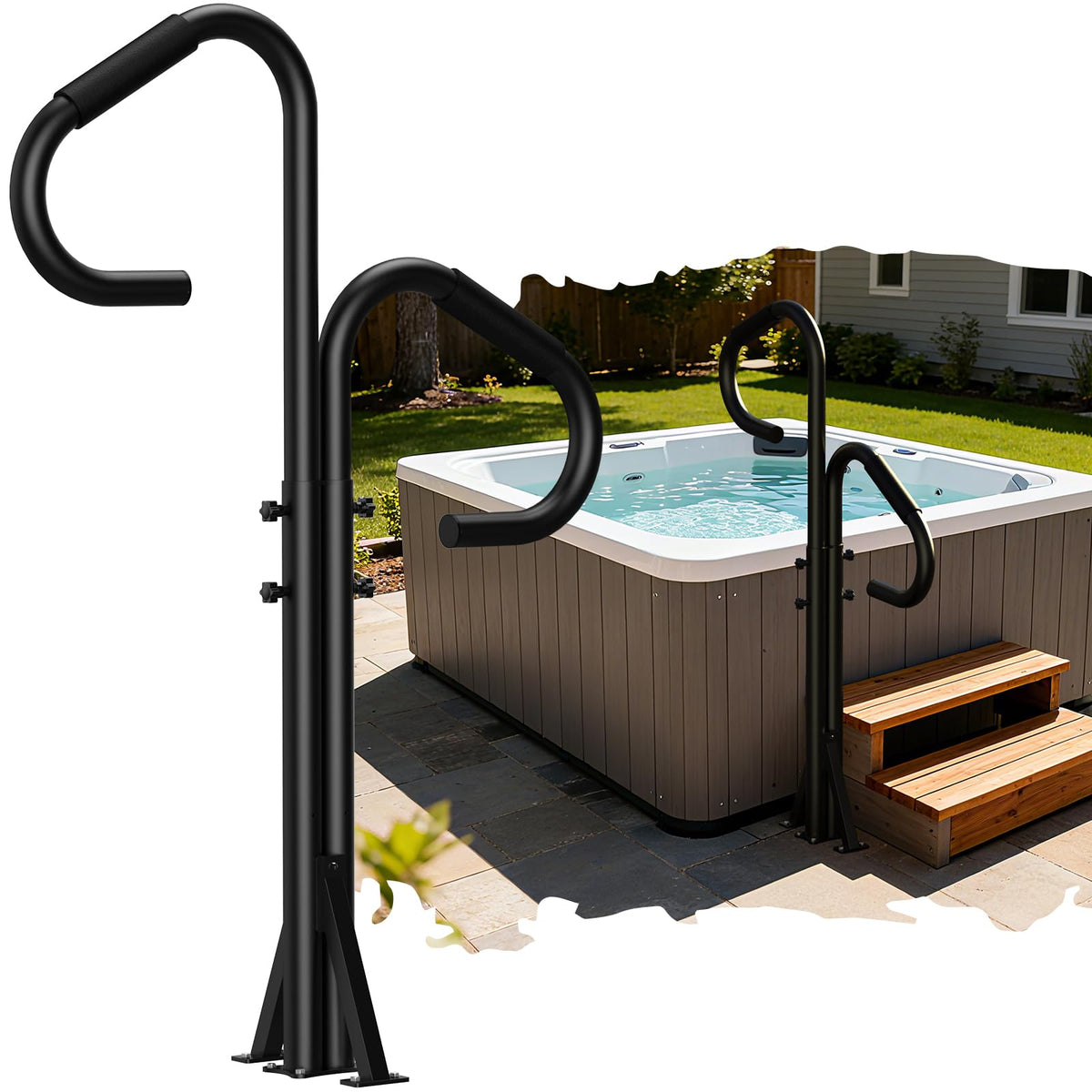 Holymuss rust-resistant steel construction withstands outdoor spa use.