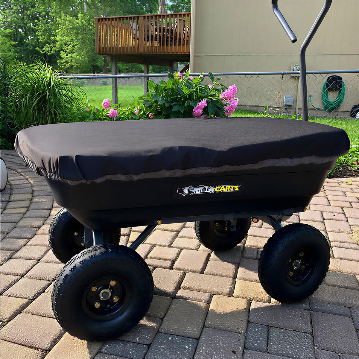 Homakover waterproof cover shields a cart from rain and dust.