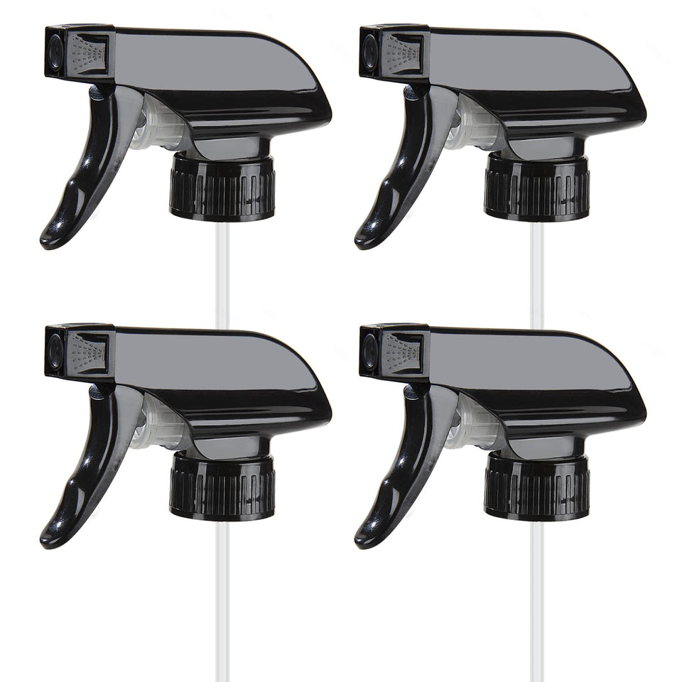 HOMBYS 4-pack black trigger sprayers for home and garden, versatile spray options.