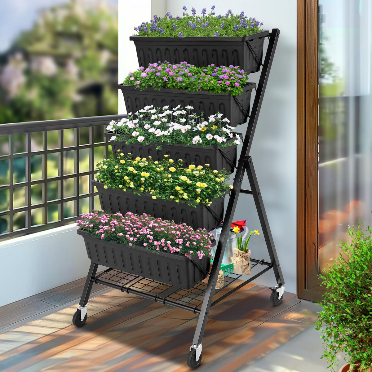 Homdox indoor-outdoor use garden bed supports year-round planting options.