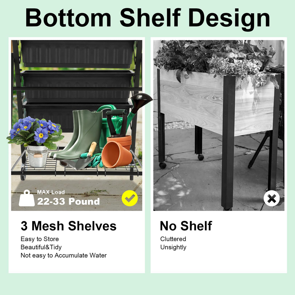 Homdox modern ergonomic design makes apartment gardening comfortable.