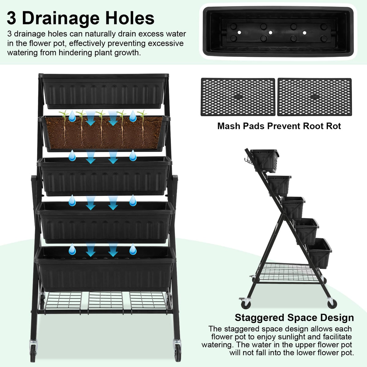 Homdox weather-resistant vertical garden bed suitable for indoor or outdoor use.