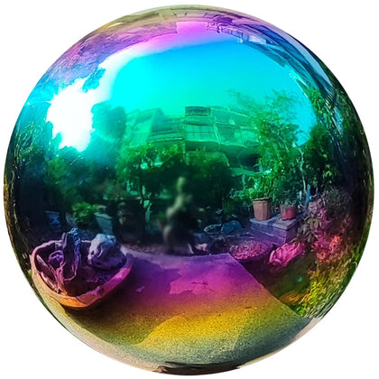 HomDSim rainbow gazing ball 25 cm reflecting colors for garden focal point.