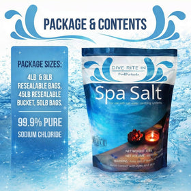 Home and Country USA spa salt zero residue dissolution keeps water clear.
