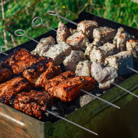 Home-Complete 7-Piece BBQ Tool Set case keeps tools organized and portable