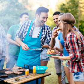 Home-Complete 7-Piece BBQ Tool Set in use on a grill backyard setup