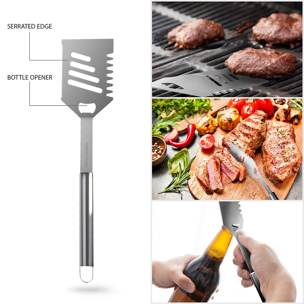 Home-Complete 7-Piece BBQ Tool Set knife for clean slicing on the grill