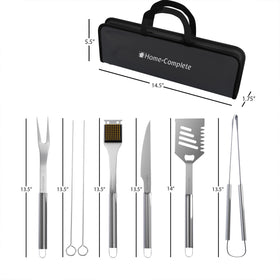 Home-Complete 7-Piece BBQ Tool Set skewers for kebabs and sample bites