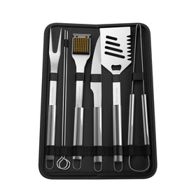 Home-Complete 7-Piece BBQ Tool Set tongs for lifting and turning grilled foods