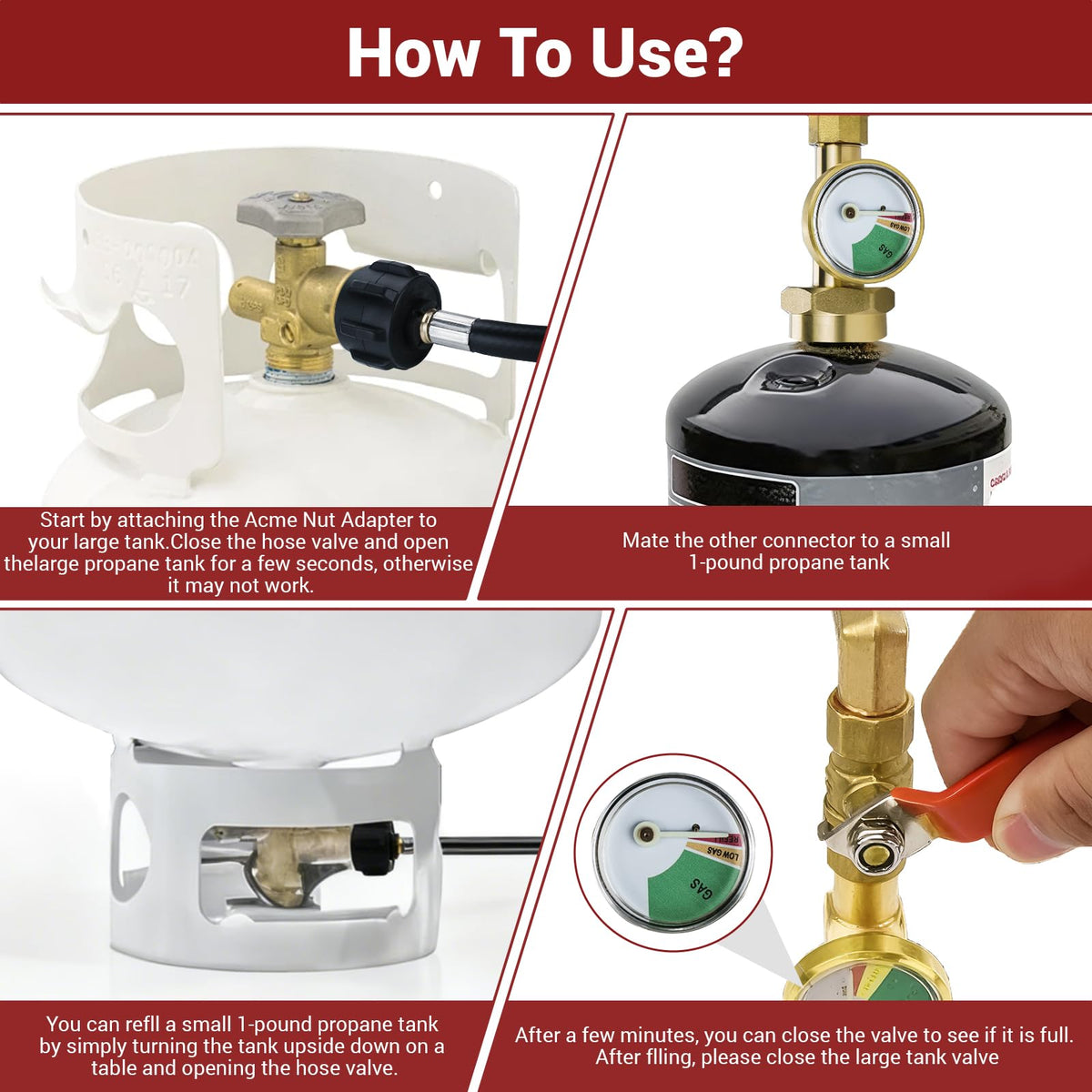 Camping stove setup using the Home DIYer propane adapter and flexible hose.