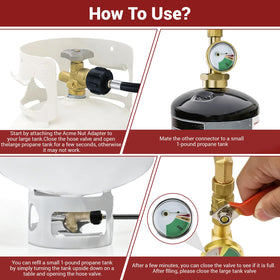 Camping stove setup using the Home DIYer propane adapter and flexible hose.