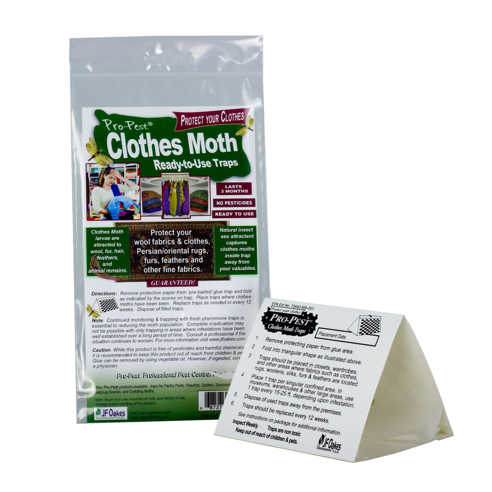 HOME-OUTDOOR ProPest clothes moth traps on pantry shelf for moth monitoring