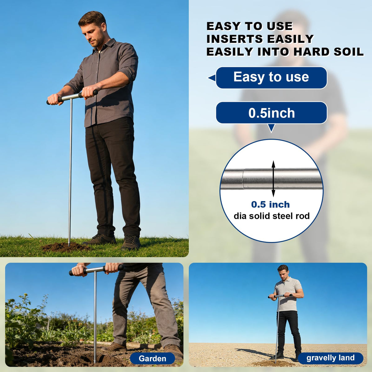 Compact storage-ready HOME RIGHT soil probe fits in vehicle.