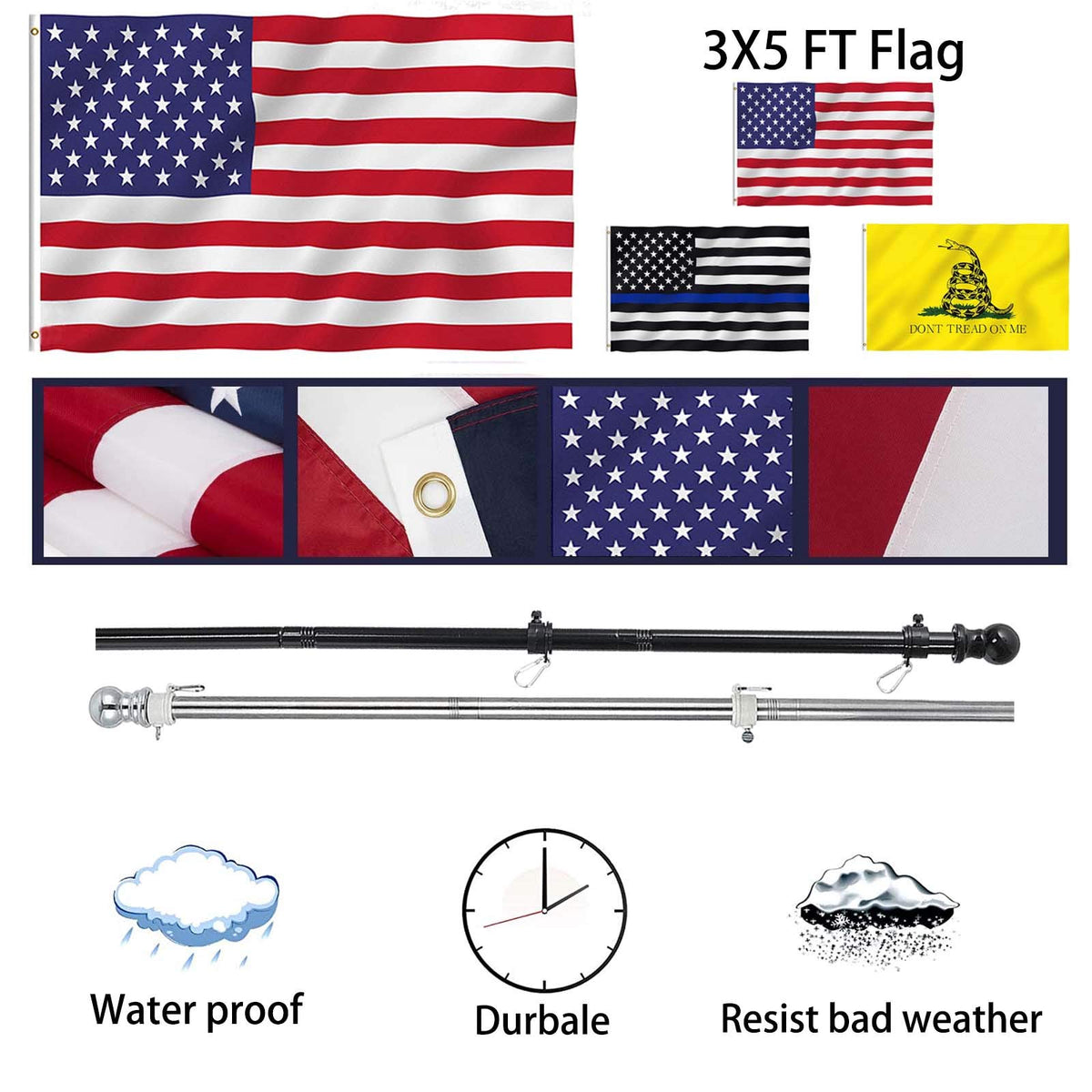 HOME RIGHT flag rings and bracket attach easily for secure, tangle-free flag display