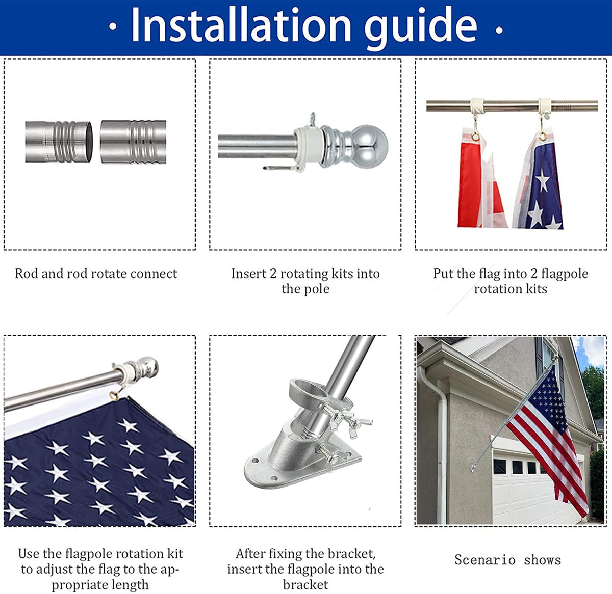 HOME RIGHT no-tangle spinning pole provides smooth rotation to prevent flag wrap