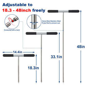 HOME RIGHT ground probe assists septic tank location on uneven terrain.