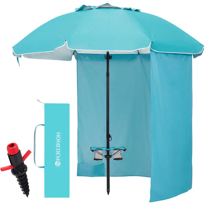 HOMEDEMO 7ft beach umbrella with spiral sand anchor providing wind resistance