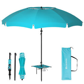 HOMEDEMO 7FT beach umbrella with folding table provides shaded comfort on the go