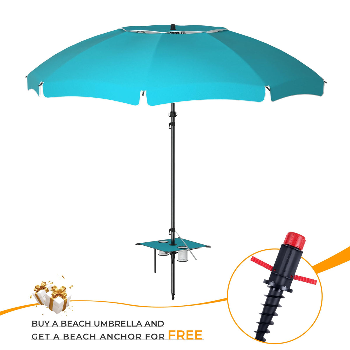 HOMEDEMO beach umbrella with hanging hook keeps towels and bags organized