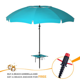 HOMEDEMO beach umbrella with hanging hook keeps towels and bags organized