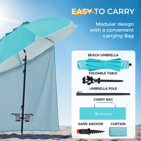 HOMEDEMO beach umbrella mounted on sand showcasing stability