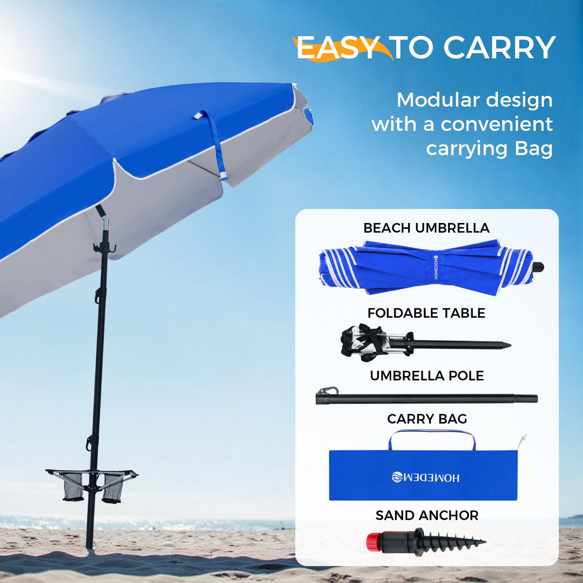 HOMEDEMO sapphire blue umbrella adds style and shade to outdoor days