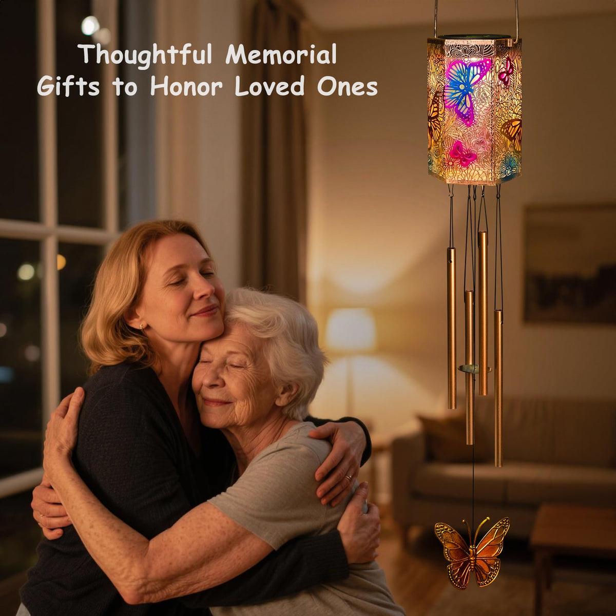 HOMEIMPRO gift for mom grandma butterfly chimes outdoor joy