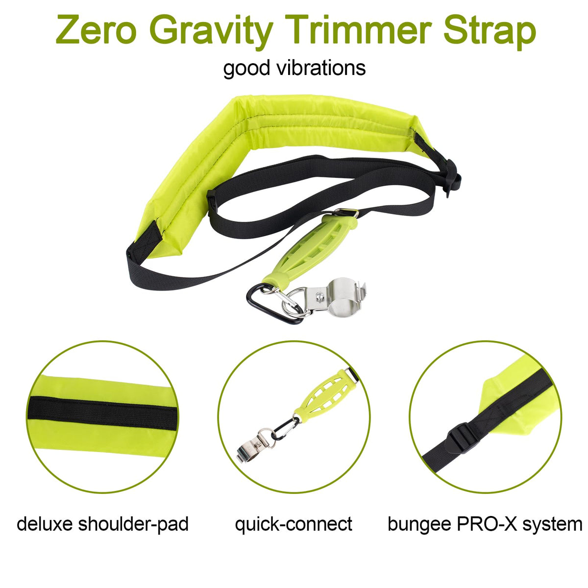 HomeInn weed eater strap showing adjustable length for a custom fit