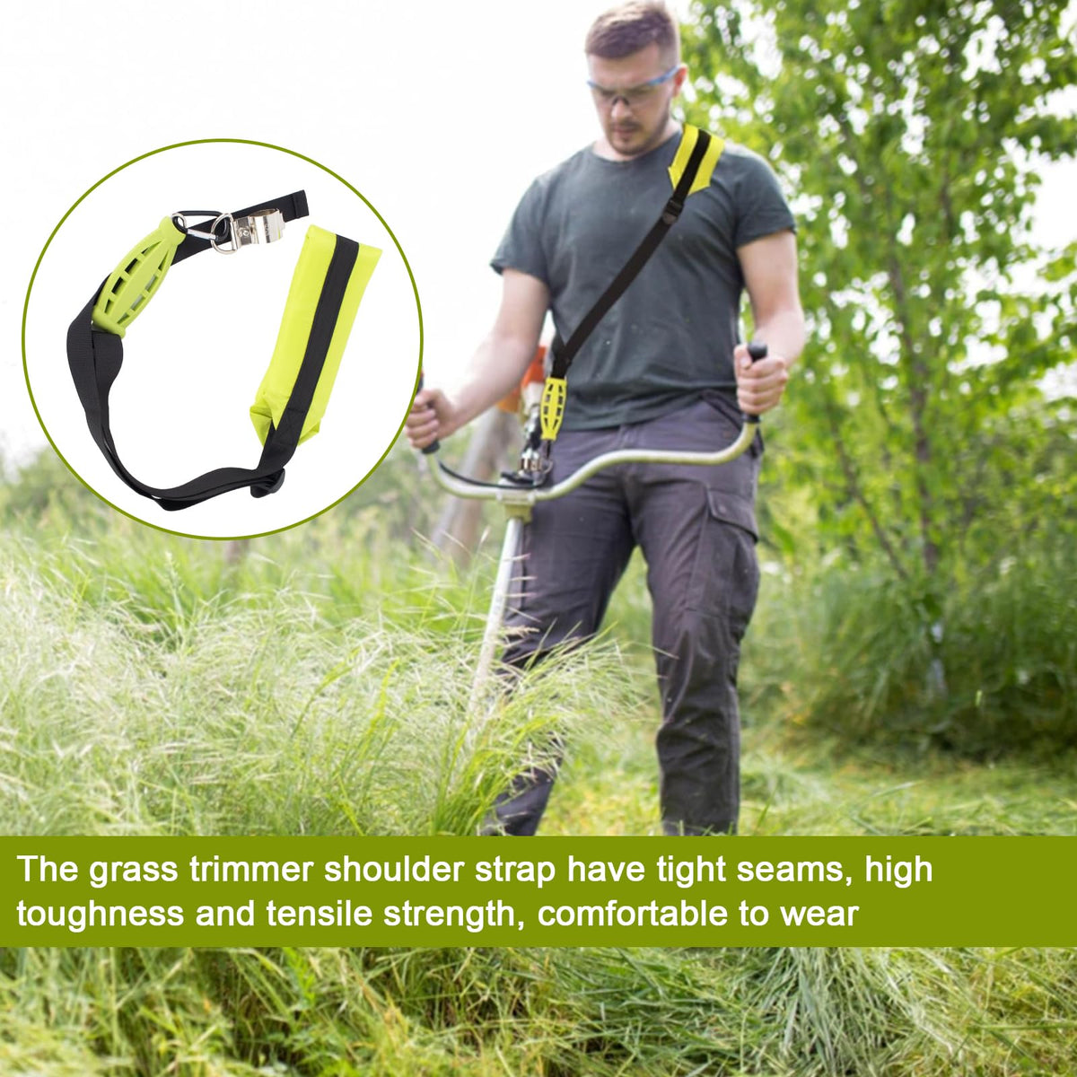 HomeInn weed eater strap stainless steel buckle and D-ring secure attachment