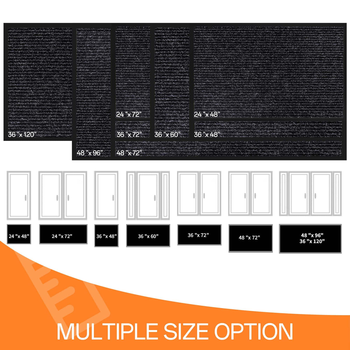 HOMEK 48x72 door mat covering a wide exterior threshold for high traffic