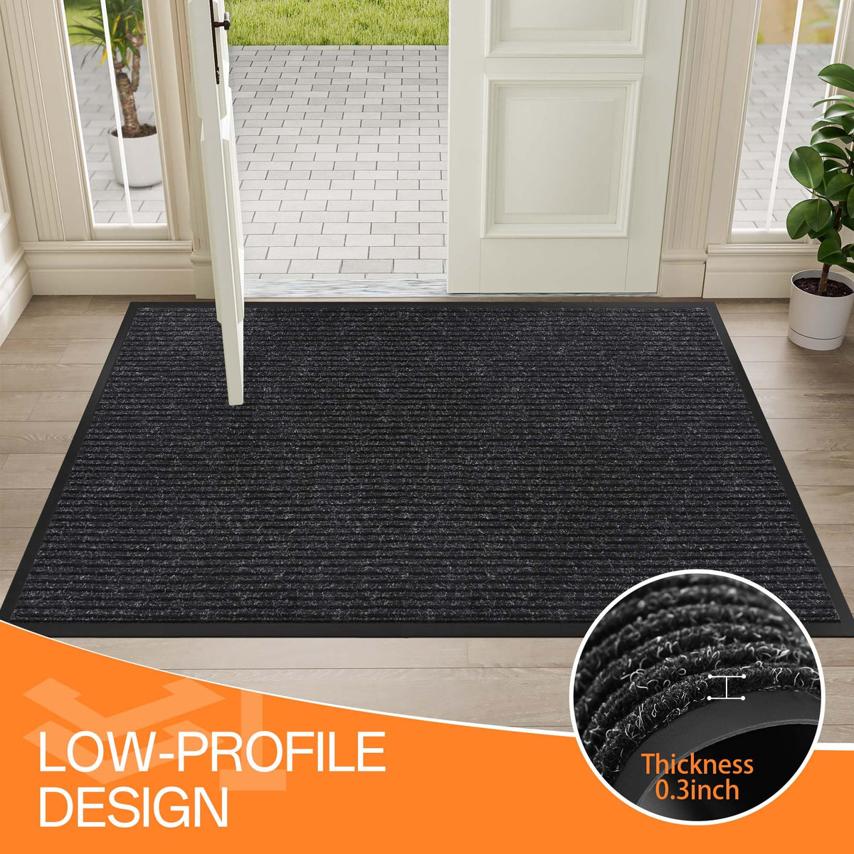 HOMEK door mat being cleaned with light shake and wipe for quick refresh