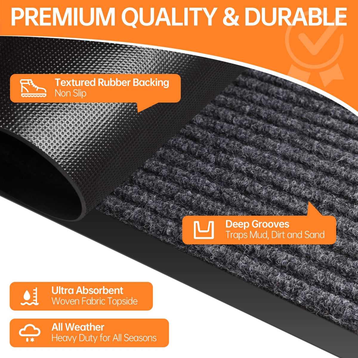 HOMEK grey mat 4x8 offers low-profile design for smooth door operation.