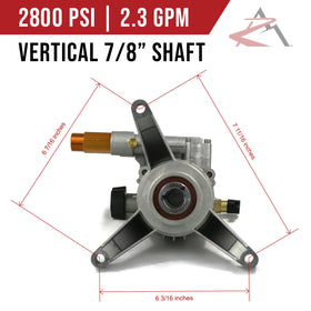 Vertical Himore pump mounting detail showing rear-facing ports for compact layouts.