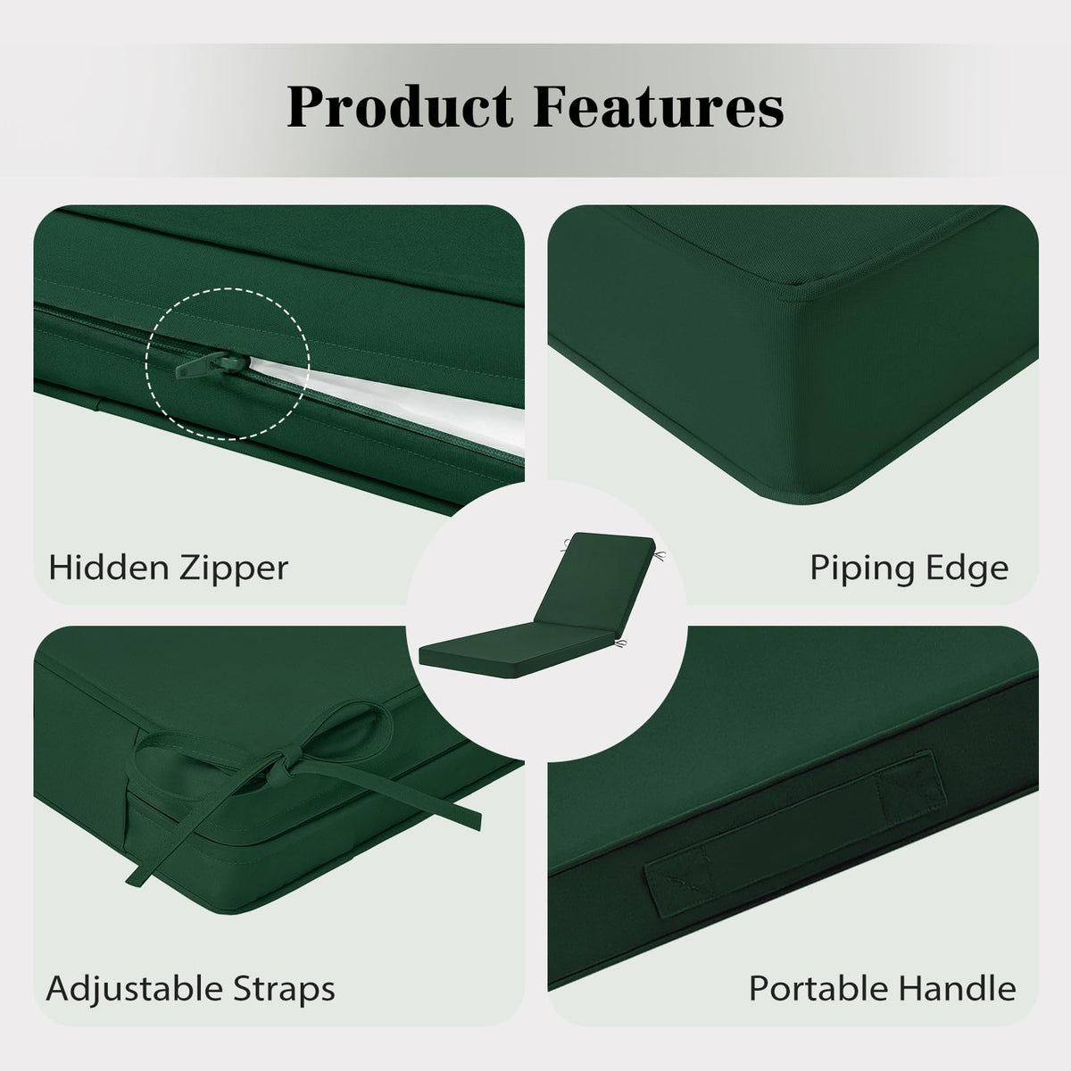HOMELYSIAN back cushion forest green supports relaxed outdoor lounging